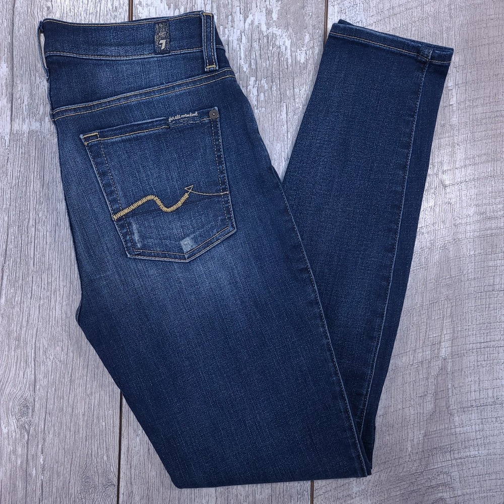 7 For All Mankind Jeans Womens 27x29 Gwenevere Ankle Skinny Dark Blue Denim
